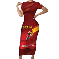 Personalized Spain Cycling Family Matching Short Sleeve Bodycon Dress and Hawaiian Shirt You Don't Stop Cycling When You Get Old - Wonder Print Shop