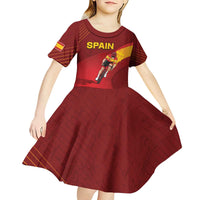 Personalized Spain Cycling Kid Short Sleeve Dress You Don't Stop Cycling When You Get Old - Wonder Print Shop