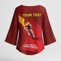 Personalized Spain Cycling Kimono Sleeve Blouse You Don't Stop Cycling When You Get Old - Wonder Print Shop