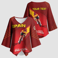 Personalized Spain Cycling Kimono Sleeve Blouse You Don't Stop Cycling When You Get Old - Wonder Print Shop