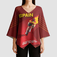 Personalized Spain Cycling Kimono Sleeve Blouse You Don't Stop Cycling When You Get Old - Wonder Print Shop
