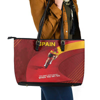 Spain Cycling Leather Tote Bag You Don't Stop Cycling When You Get Old - Wonder Print Shop