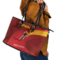Spain Cycling Leather Tote Bag You Don't Stop Cycling When You Get Old - Wonder Print Shop