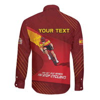 Personalized Spain Cycling Long Sleeve Button Shirt You Don't Stop Cycling When You Get Old - Wonder Print Shop
