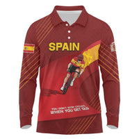 Personalized Spain Cycling Long Sleeve Polo Shirt You Don't Stop Cycling When You Get Old - Wonder Print Shop