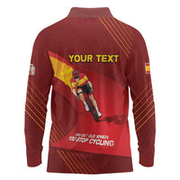 Personalized Spain Cycling Long Sleeve Polo Shirt You Don't Stop Cycling When You Get Old - Wonder Print Shop