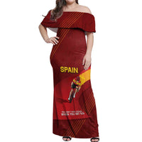 Personalized Spain Cycling Off Shoulder Maxi Dress You Don't Stop Cycling When You Get Old - Wonder Print Shop