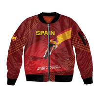 Personalized Spain Cycling Sleeve Zip Bomber Jacket You Don't Stop Cycling When You Get Old - Wonder Print Shop