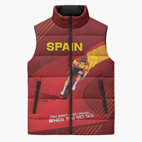 Personalized Spain Cycling Sleeveless Puffer Jacket You Don't Stop Cycling When You Get Old - Wonder Print Shop