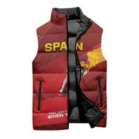 Personalized Spain Cycling Sleeveless Puffer Jacket You Don't Stop Cycling When You Get Old - Wonder Print Shop