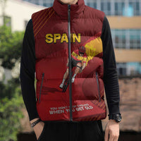 Personalized Spain Cycling Sleeveless Puffer Jacket You Don't Stop Cycling When You Get Old - Wonder Print Shop
