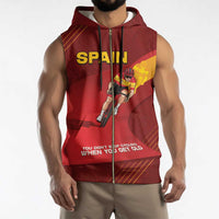 Personalized Spain Cycling Sleeveless Zip Hoodie You Don't Stop Cycling When You Get Old - Wonder Print Shop
