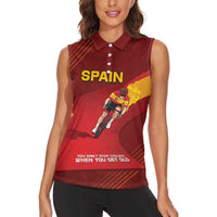 Personalized Spain Cycling Women Sleeveless Polo Shirt You Don't Stop Cycling When You Get Old - Wonder Print Shop