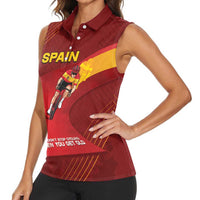 Personalized Spain Cycling Women Sleeveless Polo Shirt You Don't Stop Cycling When You Get Old - Wonder Print Shop