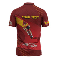 Personalized Spain Cycling Zipper Polo Shirt You Don't Stop Cycling When You Get Old - Wonder Print Shop