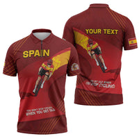 Personalized Spain Cycling Zipper Polo Shirt You Don't Stop Cycling When You Get Old - Wonder Print Shop