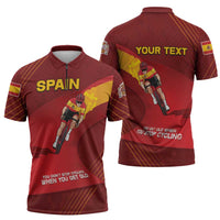 Personalized Spain Cycling Zipper Polo Shirt You Don't Stop Cycling When You Get Old - Wonder Print Shop