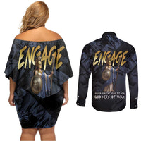 Ancient Greek Athena Couples Matching Off Shoulder Short Dress and Long Sleeve Button Shirt Goddess Of Wisdom - Wonder Print Shop
