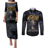 Ancient Greek Athena Couples Matching Puletasi and Long Sleeve Button Shirt Goddess Of Wisdom - Wonder Print Shop
