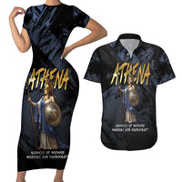 Ancient Greek Athena Couples Matching Short Sleeve Bodycon Dress and Hawaiian Shirt Goddess Of Wisdom - Wonder Print Shop