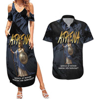Ancient Greek Athena Couples Matching Summer Maxi Dress and Hawaiian Shirt Goddess Of Wisdom - Wonder Print Shop