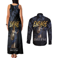 Ancient Greek Athena Couples Matching Tank Maxi Dress and Long Sleeve Button Shirt Goddess Of Wisdom - Wonder Print Shop