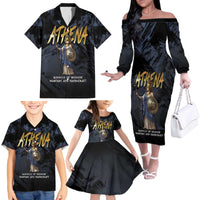 Ancient Greek Athena Family Matching Off The Shoulder Long Sleeve Dress and Hawaiian Shirt Goddess Of Wisdom - Wonder Print Shop
