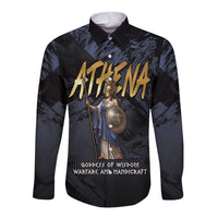 Ancient Greek Athena Long Sleeve Button Shirt Goddess Of Wisdom - Wonder Print Shop