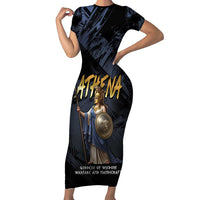 Ancient Greek Athena Short Sleeve Bodycon Dress Goddess Of Wisdom - Wonder Print Shop