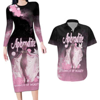 Ancient Greek Aphrodite Couples Matching Long Sleeve Bodycon Dress and Hawaiian Shirt Goddess Of Beauty - Wonder Print Shop