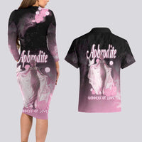 Ancient Greek Aphrodite Couples Matching Long Sleeve Bodycon Dress and Hawaiian Shirt Goddess Of Beauty - Wonder Print Shop