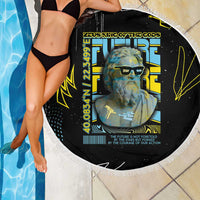 Ancient Greek Zeus Beach Blanket Futuristic Style - Wonder Print Shop