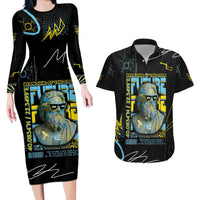 Ancient Greek Zeus Couples Matching Long Sleeve Bodycon Dress and Hawaiian Shirt Futuristic Style - Wonder Print Shop
