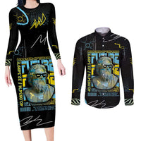 Ancient Greek Zeus Couples Matching Long Sleeve Bodycon Dress and Long Sleeve Button Shirt Futuristic Style - Wonder Print Shop