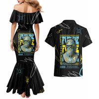 Ancient Greek Zeus Couples Matching Mermaid Dress and Hawaiian Shirt Futuristic Style - Wonder Print Shop