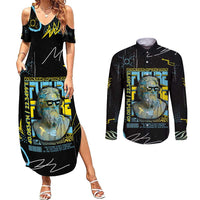 Ancient Greek Zeus Couples Matching Summer Maxi Dress and Long Sleeve Button Shirt Futuristic Style - Wonder Print Shop
