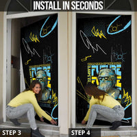 Ancient Greek Zeus Door Cover Futuristic Style - Wonder Print Shop