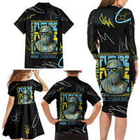 Ancient Greek Zeus Family Matching Long Sleeve Bodycon Dress and Hawaiian Shirt Futuristic Style - Wonder Print Shop