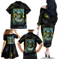 Ancient Greek Zeus Family Matching Off The Shoulder Long Sleeve Dress and Hawaiian Shirt Futuristic Style - Wonder Print Shop