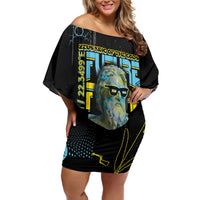 Ancient Greek Zeus Family Matching Off Shoulder Short Dress and Hawaiian Shirt Futuristic Style - Wonder Print Shop