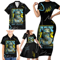 Ancient Greek Zeus Family Matching Short Sleeve Bodycon Dress and Hawaiian Shirt Futuristic Style - Wonder Print Shop