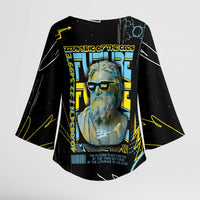 Ancient Greek Zeus Kimono Sleeve Blouse Futuristic Style - Wonder Print Shop