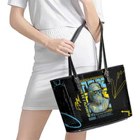Ancient Greek Zeus Leather Tote Bag Futuristic Style - Wonder Print Shop