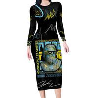 Ancient Greek Zeus Long Sleeve Bodycon Dress Futuristic Style - Wonder Print Shop