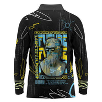 Ancient Greek Zeus Long Sleeve Polo Shirt Futuristic Style - Wonder Print Shop