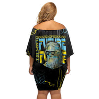Ancient Greek Zeus Off Shoulder Short Dress Futuristic Style - Wonder Print Shop
