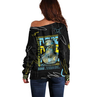Ancient Greek Zeus Off Shoulder Sweater Futuristic Style - Wonder Print Shop