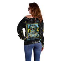 Ancient Greek Zeus Off Shoulder Sweater Futuristic Style - Wonder Print Shop