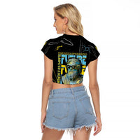 Ancient Greek Zeus Raglan Cropped T Shirt Futuristic Style - Wonder Print Shop