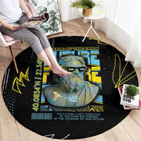 Ancient Greek Zeus Round Carpet Futuristic Style - Wonder Print Shop